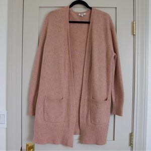 Long Light Pink Madewell Cardigan Wool Blend